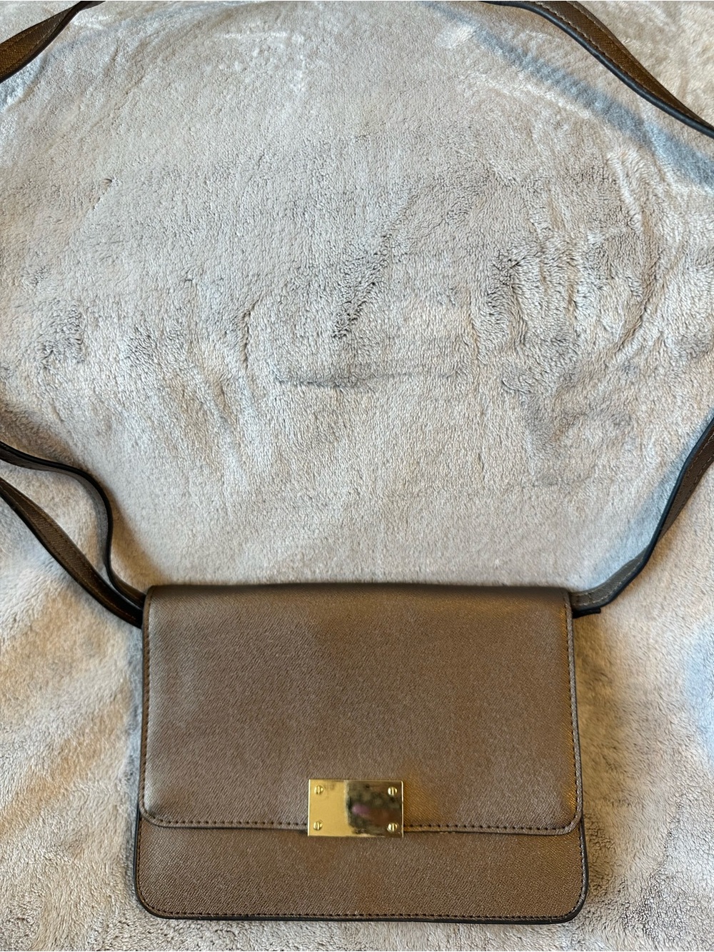 Target Metallic Brown Crossbody with Gold Hardware